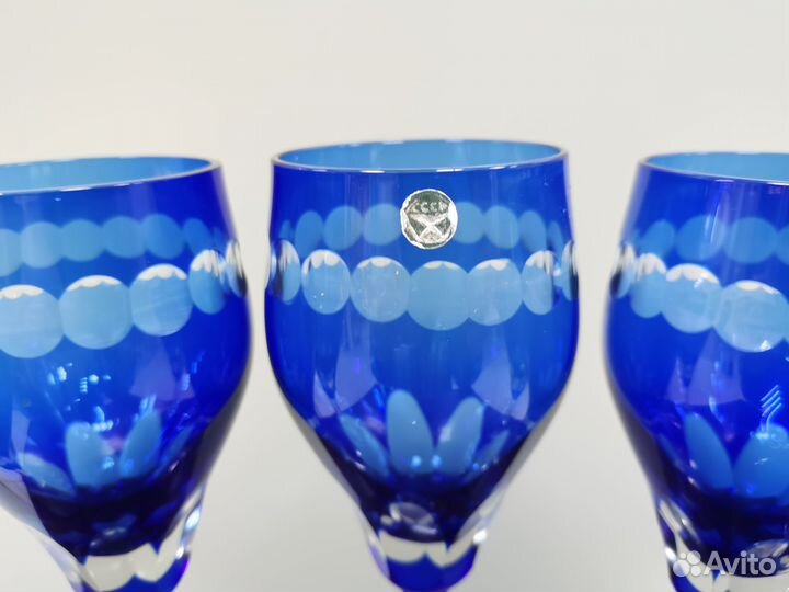 Бокалы для вина СССР стекло хрусталь 5 штук