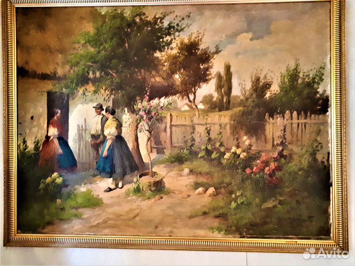 Большая старая картина х/М 