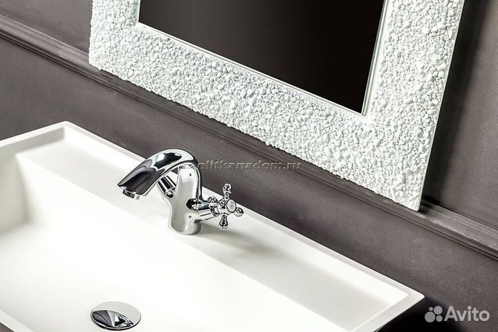 Boheme Aura 537 Зеркало с рамой из хрустального стекла, Белый Глянец, с подсветкой 60х90