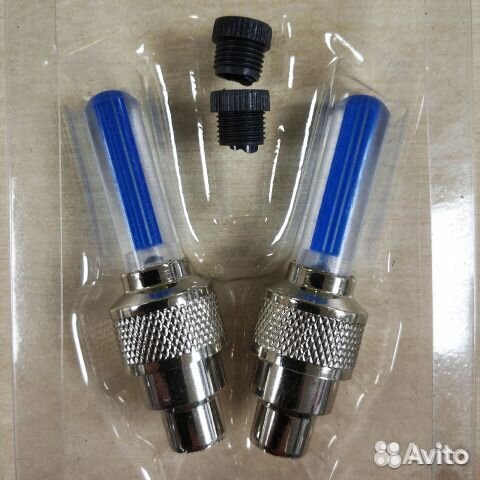 Светящиеся колпачки на ниппель Синие 2 штуки