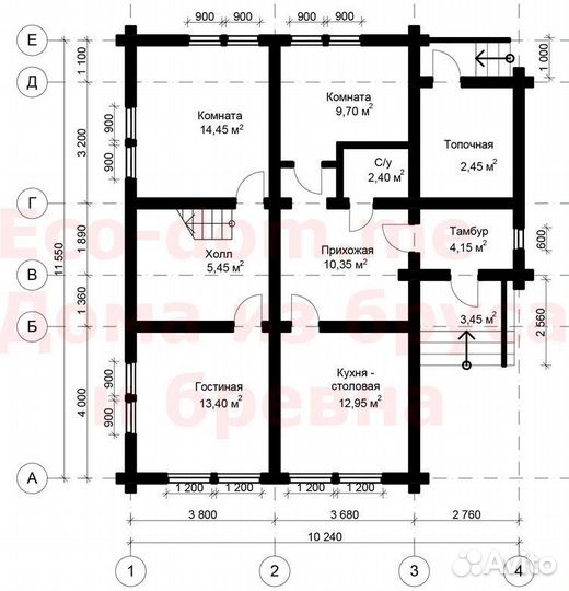 Проект дома из бруса 12х11 № эд-30