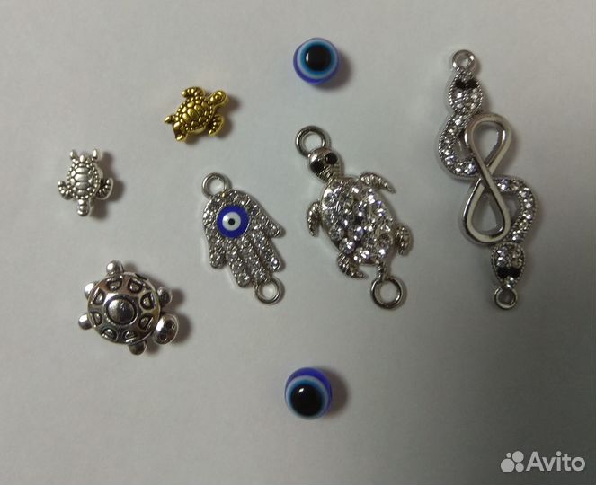 Браслет макраме с камнем символ года змея хамса