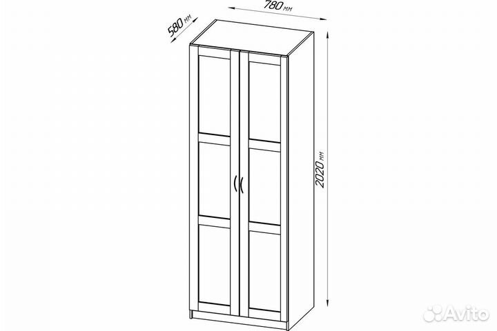 Пегас шкаф 2 двери 78x58x202 см белый