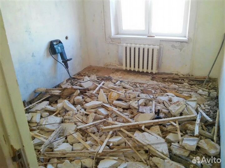 Демонтаж полов,стен,плитки