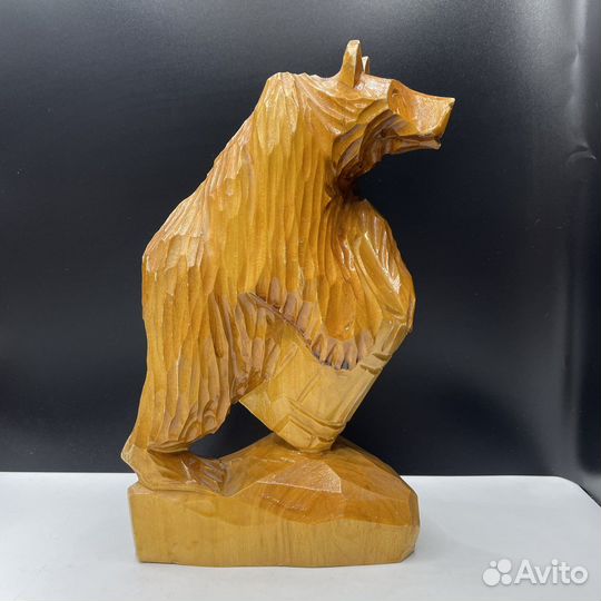 Деревянная статуэтка медведь С бочонком СССР (сзр)