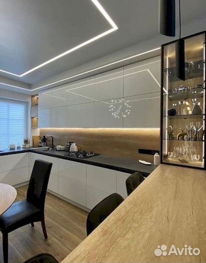 Кухня Прямая, угловая, с барной стойкой