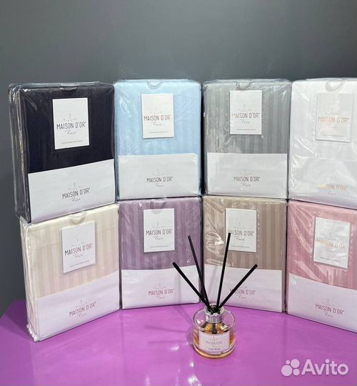 Простынь+наволочки50*70 страйп сатин masion DOR