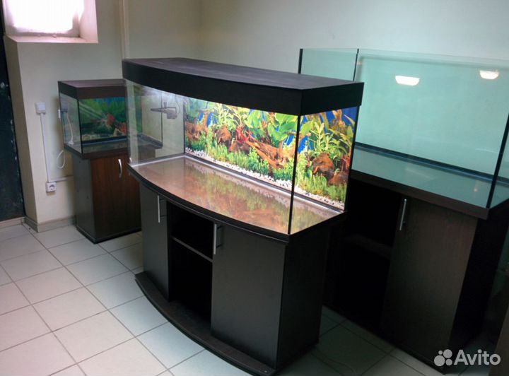 Аквариум 350 полукруглый, свет, крышка, тумба