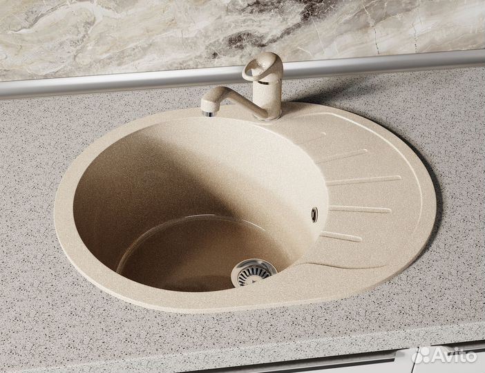 Мойка из камня для кухни форма овал