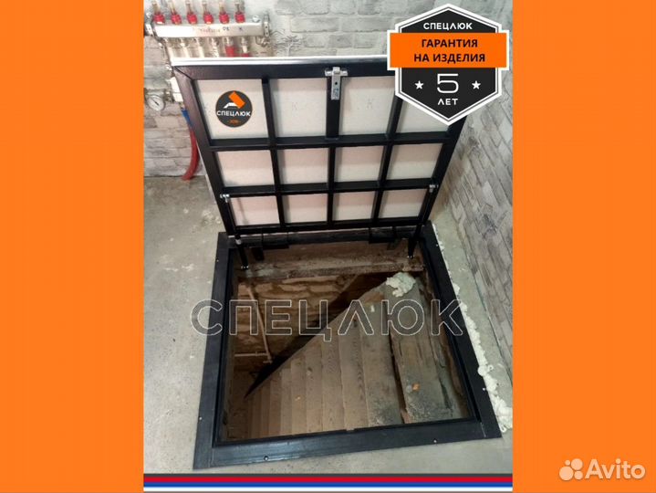 Люк напольный скрытый на амортизаторах 800х800