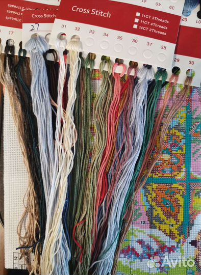 Набор для вышивания крестом Котик с птичками