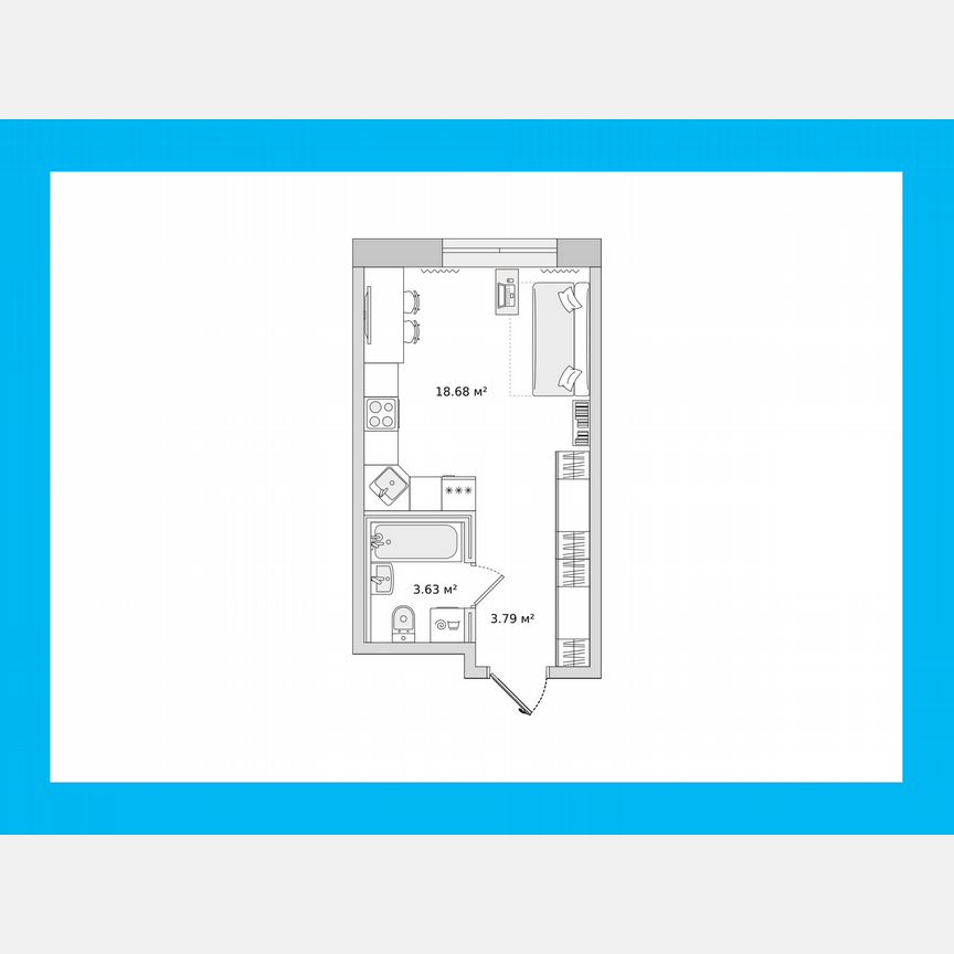 Квартира-студия, 26,6 м², 1/21 эт.
