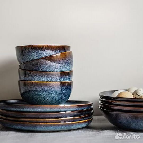 IKEA Gladelig вся серия посуды синяя