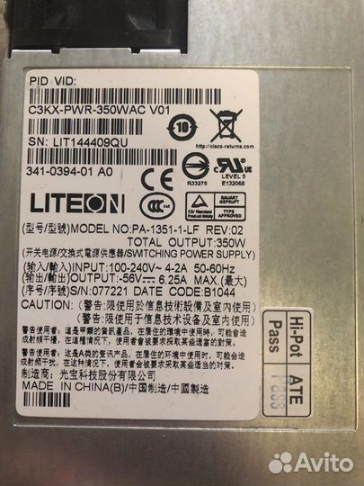 Блок питания c3kx-pwr cisco 3750x 3560x 350wt