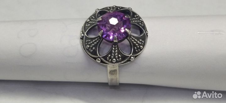 Кольцо. серебро. 875 проба (звезда) корунд СССР 18
