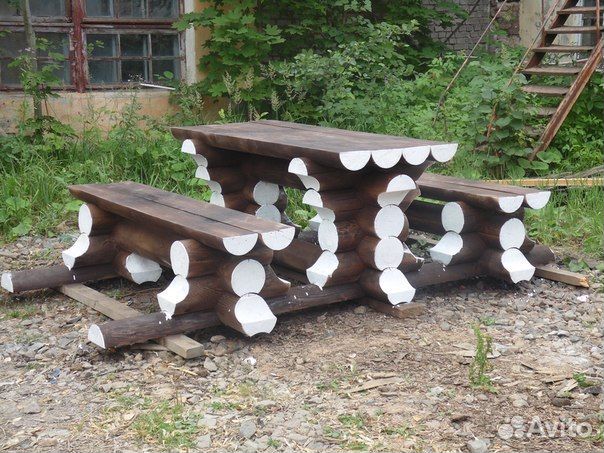 Садовая мебель из бревна