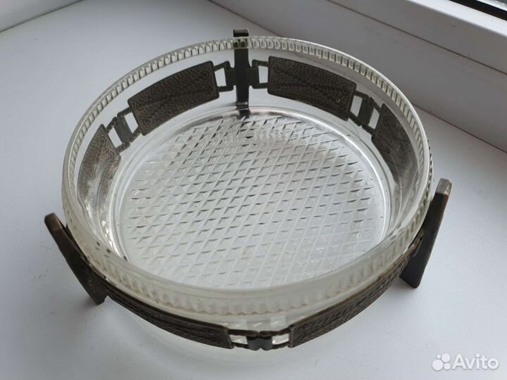 Конфетница хрусталь мельхиор