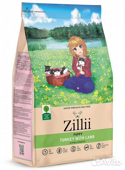 Сухой корм для щенков Zillii индейка ягненок 3 кг
