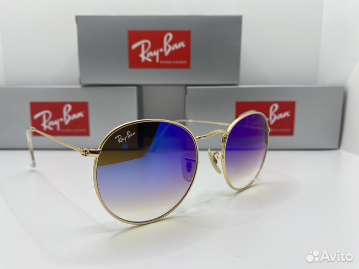 Очки Ray ban round metal круглые 3447 синие стекло