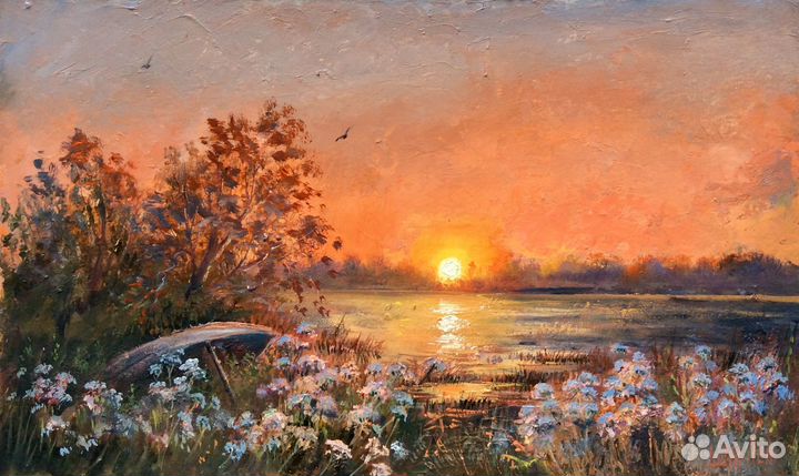 Картина маслом Летний день, пейзаж