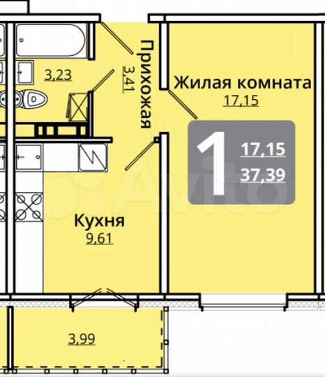 1-к. квартира, 38 м², 7/9 эт.