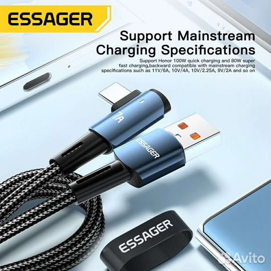 Essager 7A USB C кабель 90 градусов USB Type