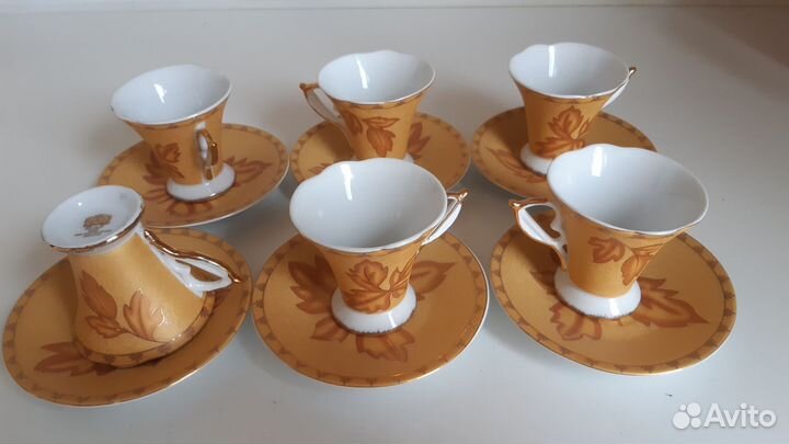 6 чашек кофейных Япония фарфор винтаж