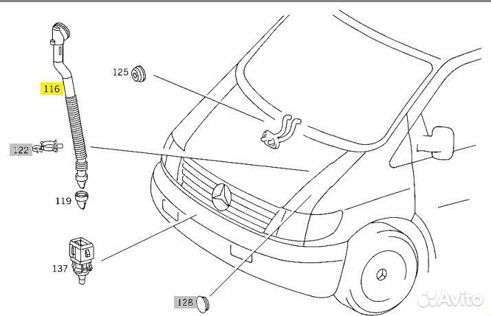 Водосток капота Mercedes V W638 611.980 2.2 CDI