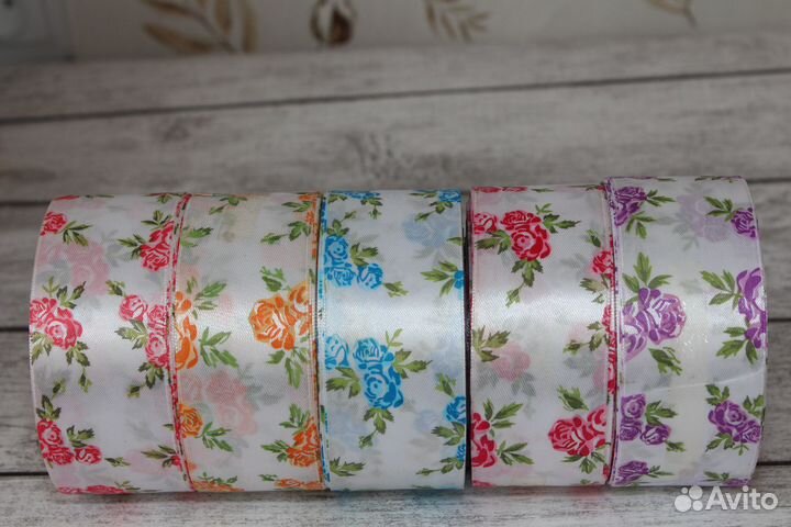 Атласная лента с рисунком 40мм