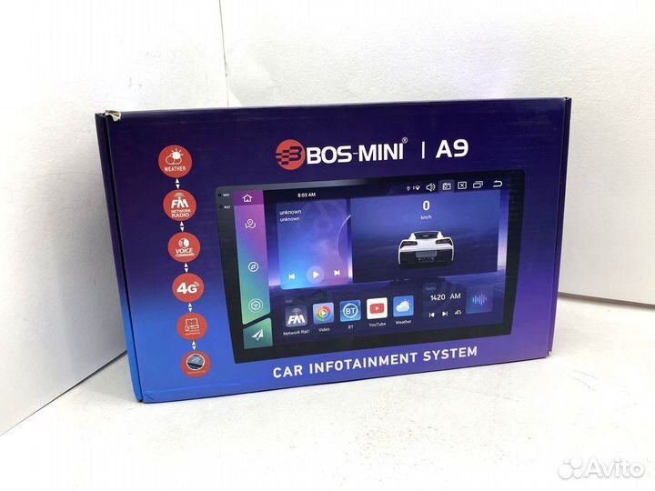 Магнитола Андроид BOS mini A9 4/64 8 ядер с сим