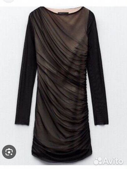 Zara черное мини платье с сеткой s