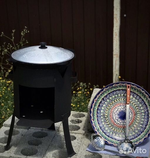 Казан чугунный с печкой 12л комплект