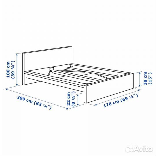 Кровать двухспальная 160 200 IKEA malm / мальм