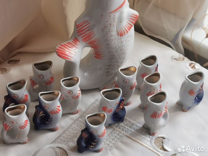 Штоф фарфор рыбки