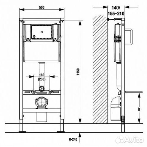 Инсталляция с унитазом комплект, с кнопкой смыва