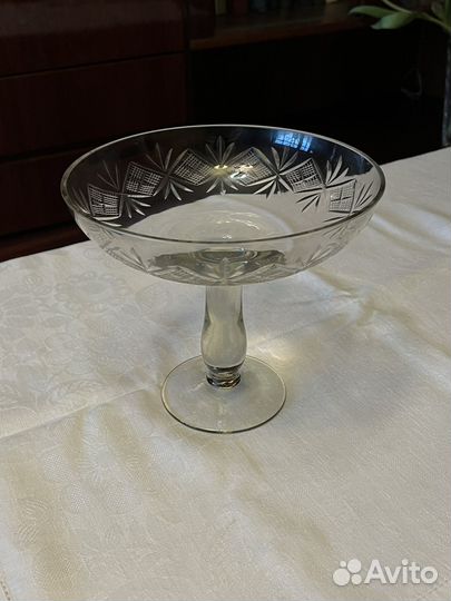 Ваза для фруктов на ножке хрусталь СССР