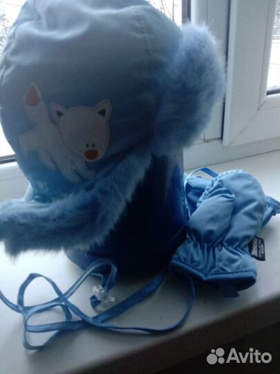 Комплект шапка и варежки новый, детский