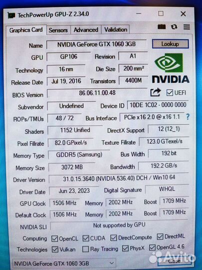 GTX 1060 3gb(Samsung)