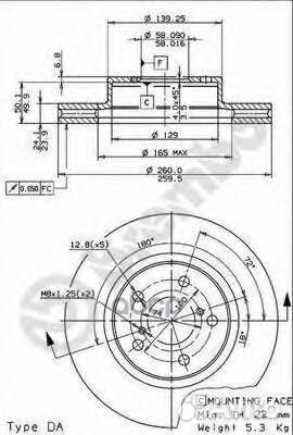 Диск торм. пер.вент.260x24 5 отв. 09.5673.11