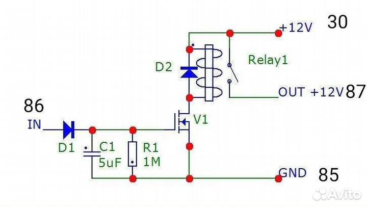 Реле задержки выключения 12в 30А