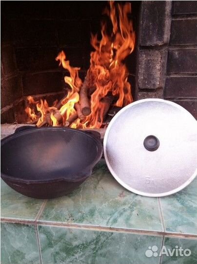 Казан чугунный с крышкой 6 литров