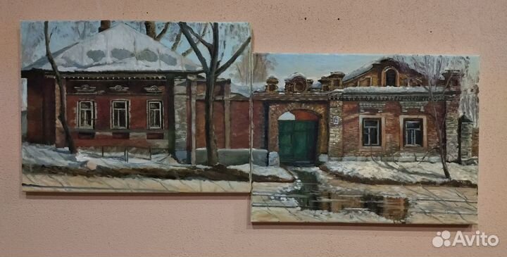 Картина маслом диптих Усадьба Шерстневых