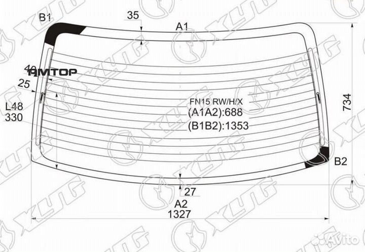 XYG FN15 RW/H/X Стекло заднее с обогревом nissan a