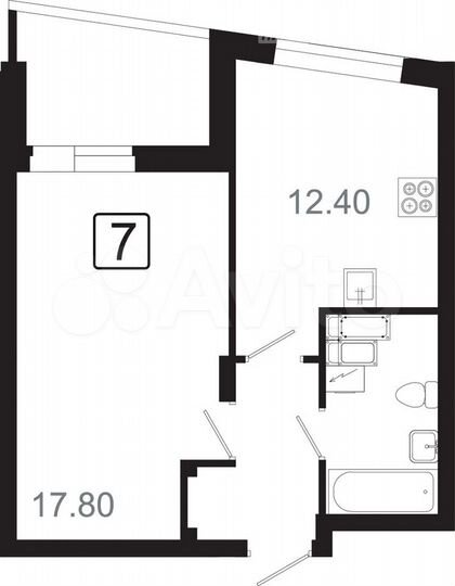 1-к. квартира, 41,8 м², 16/21 эт.