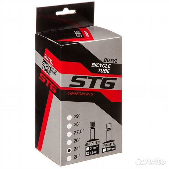 Камера велосипедная STG, бутил,24Х2,5/3,0,автонипп