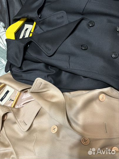 Пальто женское, черное и персиковое