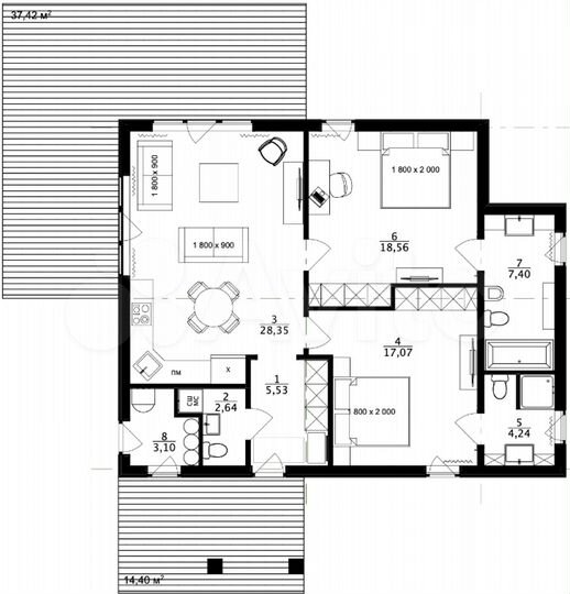 Дом 90 м² на участке 9 сот.