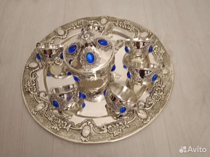 Подарочный набор с посеребрением. Поднос, сахарниц