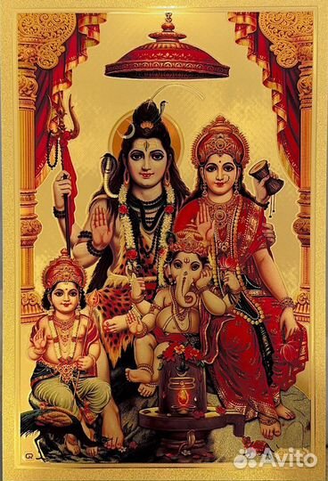 Картины Божеств с позолотой 24 карата. Индия. 21х3