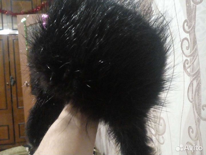 Шапка ушанка кожаная мужская